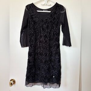 🎉4/30$🎉 Papillon Blanc Black Sheath Dress 3/4 Sleeve Scoop Neck✨🖤